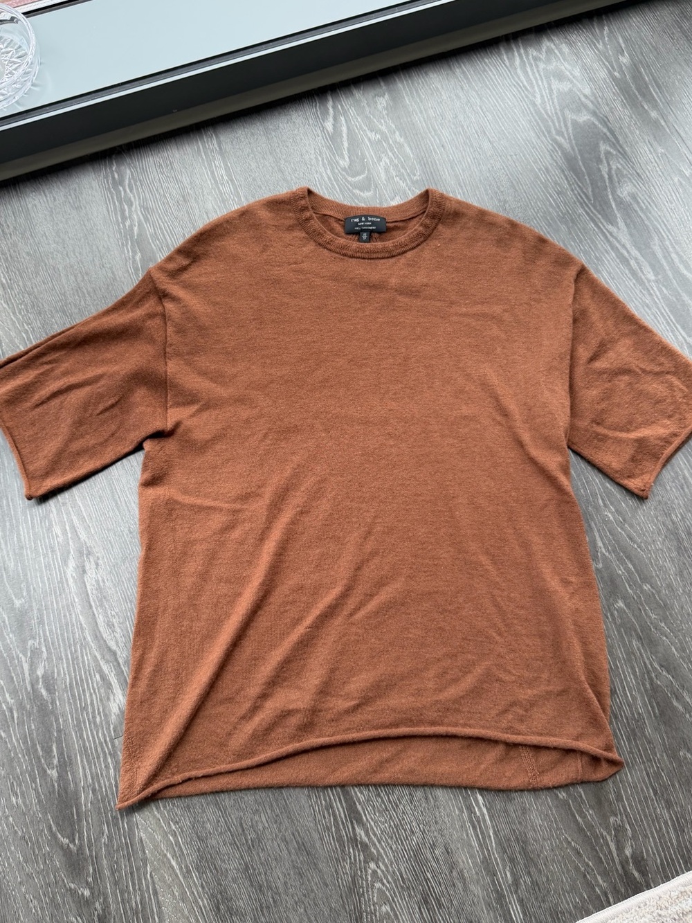 Rag & Bone Mandee Cashmere Short Sleeve Top in Brown